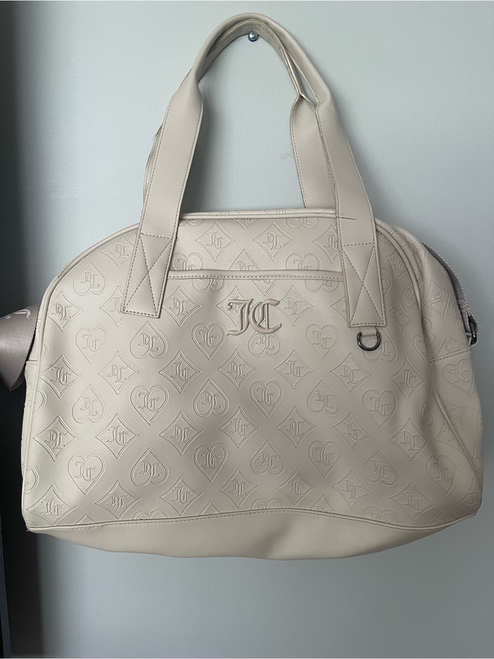 Juicy Couture Embossed Cream Tote Shoulder Bag XL